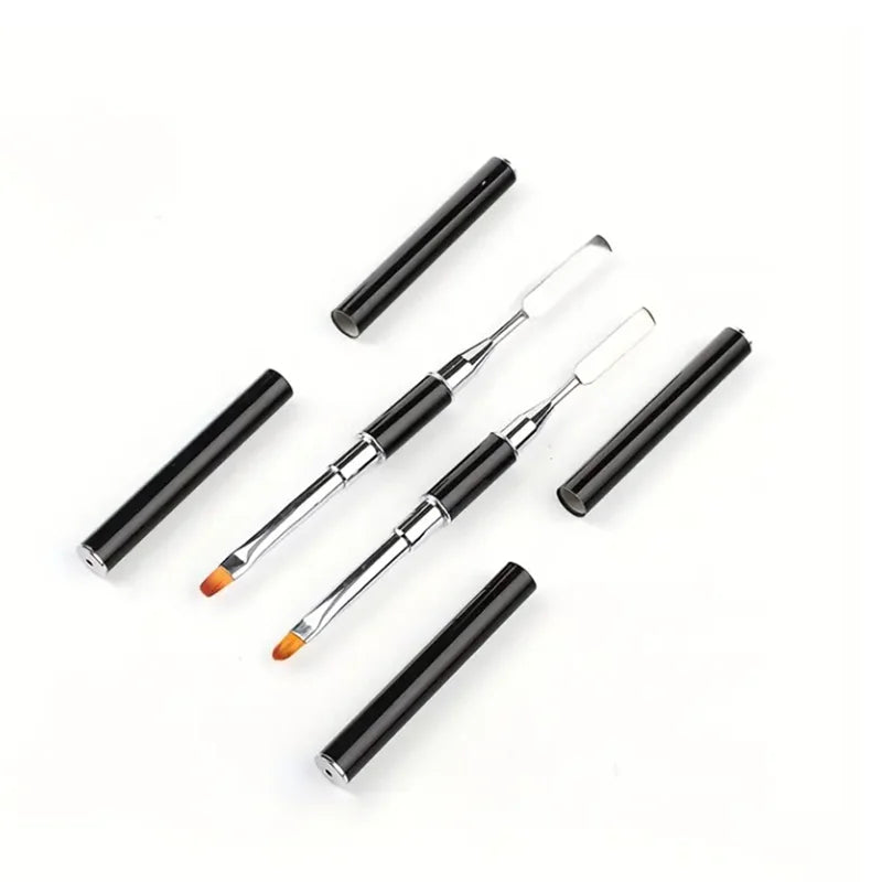 Nuevo cepillo y recogedor de Gel 2 en 1, cepillo de uñas de diseño y espátula, herramienta de cepillo de uñas de Gel para Gel de extensión de uñas acrílicas
