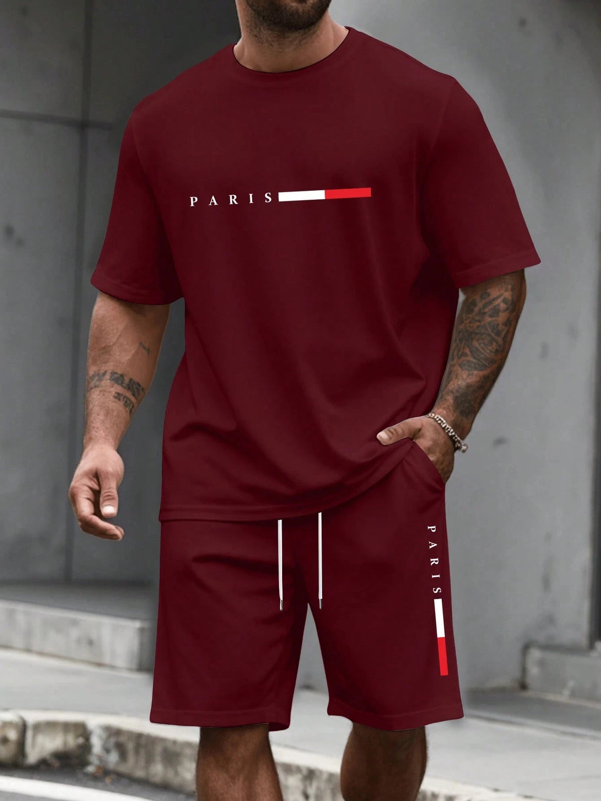 Conjunto Deportivo para Hombre de 2 Piezas  Conjunto de Camiseta de Manga Corta con Cuello Redondo y Pantalones Cortos para Hombre, Traje Deportivo, Camisetas de Talla Grande, Ropa Masculina, Camiseta de Verano