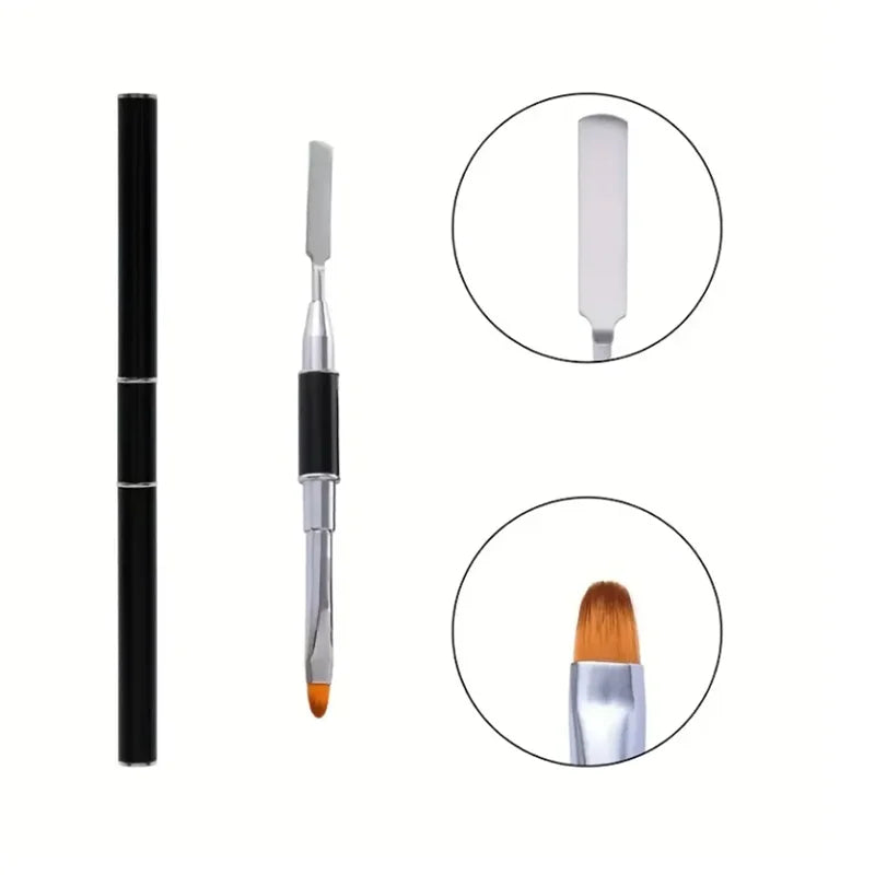 Nuevo cepillo y recogedor de Gel 2 en 1, cepillo de uñas de diseño y espátula, herramienta de cepillo de uñas de Gel para Gel de extensión de uñas acrílicas
