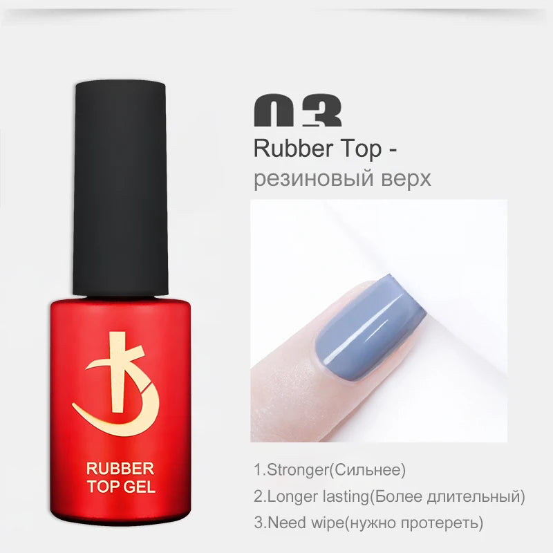 KODI JYJ Base y Top Coat para Esmalte en Gel, Primer sin Ácido, Barniz Híbrido Semipermanente, Top Coat Mate, Base de Goma Gruesa para Uñas