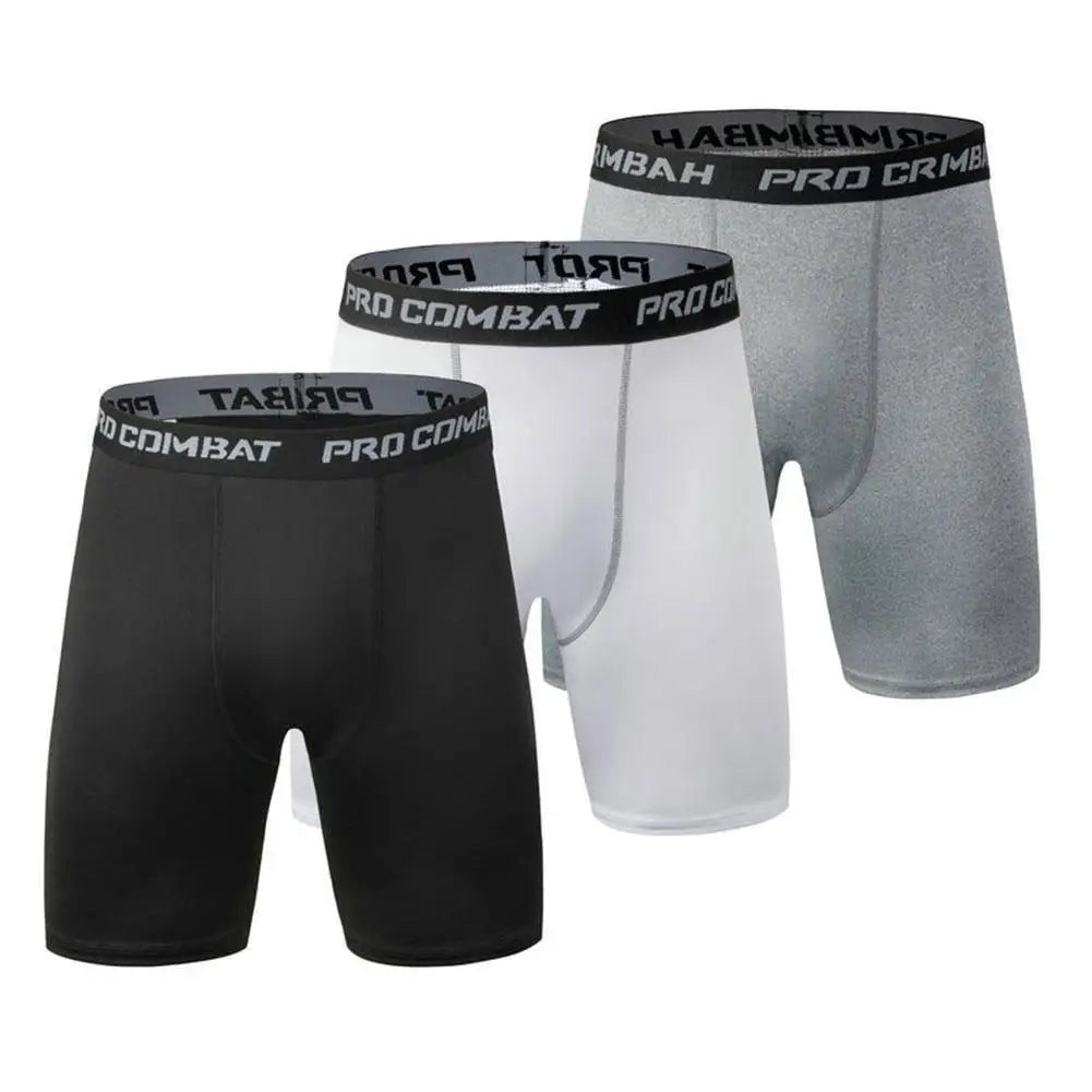 Mallas deportivas para hombre, medias de compresión elásticas para Fitness, secado rápido, pantalones cortos elásticos de entrenamiento para correr