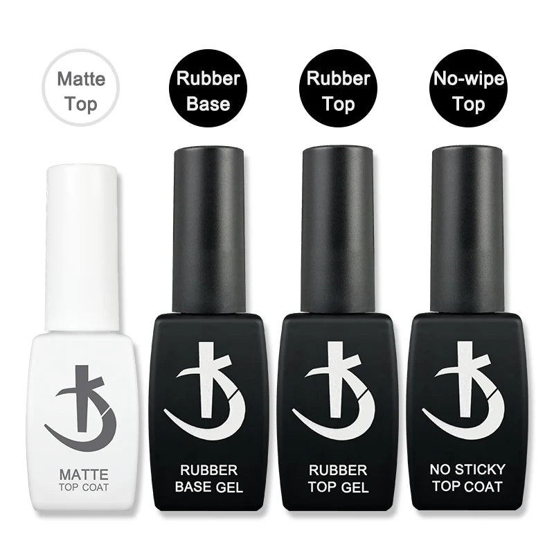 KODI JYJ Base y Top Coat para Esmalte en Gel, Primer sin Ácido, Barniz Híbrido Semipermanente, Top Coat Mate, Base de Goma Gruesa para Uñas