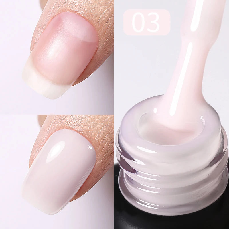 BORN PRETTY-esmalte de uñas en Gel con Base de goma, color rosa lechoso, brillo, barniz semipermanente de 15ml, Gel LED UV autonivelante
