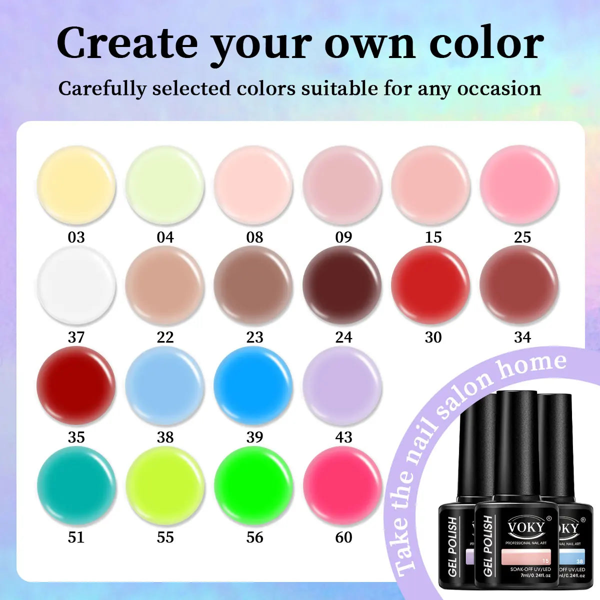 VOKY Juego de 6 piezas de gel para uñas, gel para uñas de moda de temporada, el regalo perfecto para que las damas durante los festivales