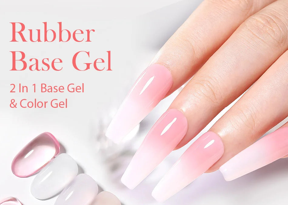 BORN PRETTY-esmalte de uñas en Gel con Base de goma, color rosa lechoso, brillo, barniz semipermanente de 15ml, Gel LED UV autonivelante