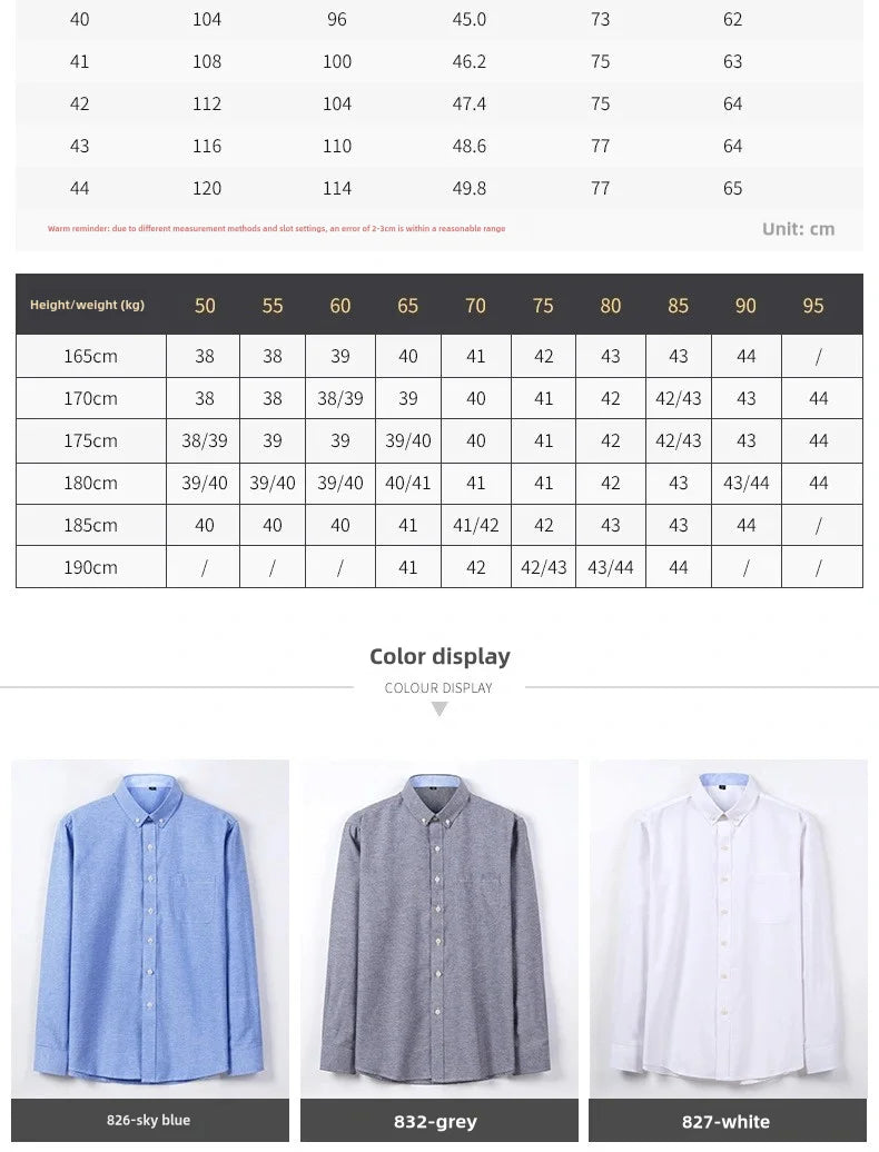 Camisa de Manga Larga para Hombre, Primavera, Verano, Otoño, Invierno, Oxford, Tejido Oxford, Corte Slim, Sin Plancha, Cómoda, Suave, Informal, a la Moda, Sencilla, para el Trabajo