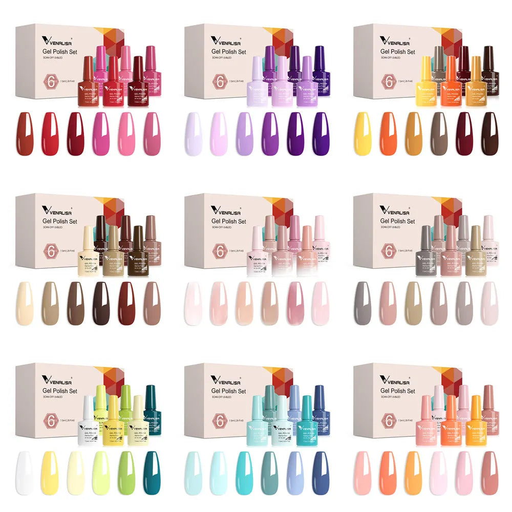Venalisa-Kit de esmalte de uñas en Gel, capa Base de imprimación sin ácido, LED UV de larga duración, sin toallita, capa superior templada, 7,5 ml