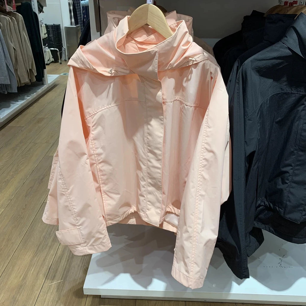 Chaqueta Cortavientos de Primavera y Otoño para Mujer, Chaqueta con Capucha de Alta Calidad, Chaqueta con Cuello Alto, Abrigo Urbano para Mujer