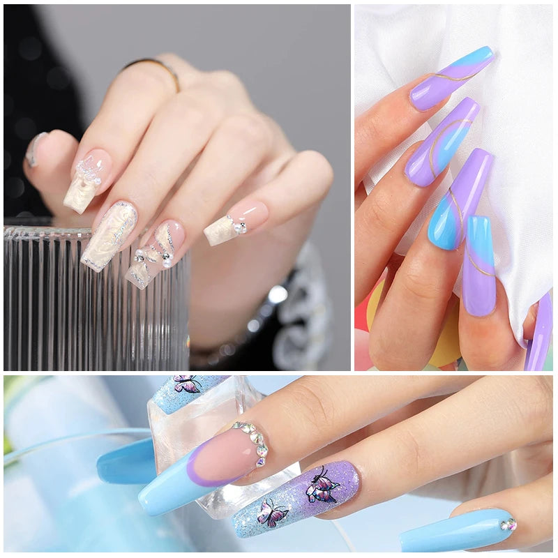 Kit de esmalte de uñas, Kit de uñas acrílico, juego de Gel de uñas de polietileno con lámpara de uñas, extensión de uñas, Gel de brillo, juego de herramientas de manicura de Gel de construcción UV