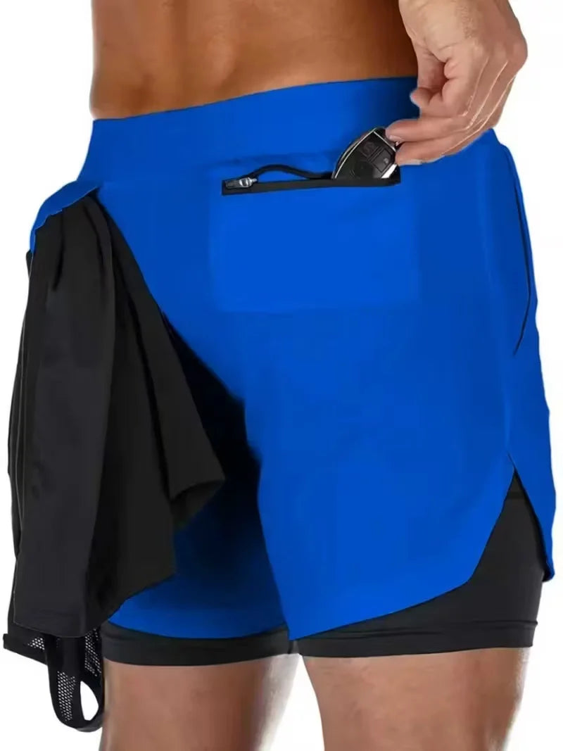 Pantalones Cortos Deportivos de Verano 2026, 2 en 1, para Gimnasio y Running, Ropa Deportiva Informal para Correr, Pantalones Cortos de Doble Capa para Fitness