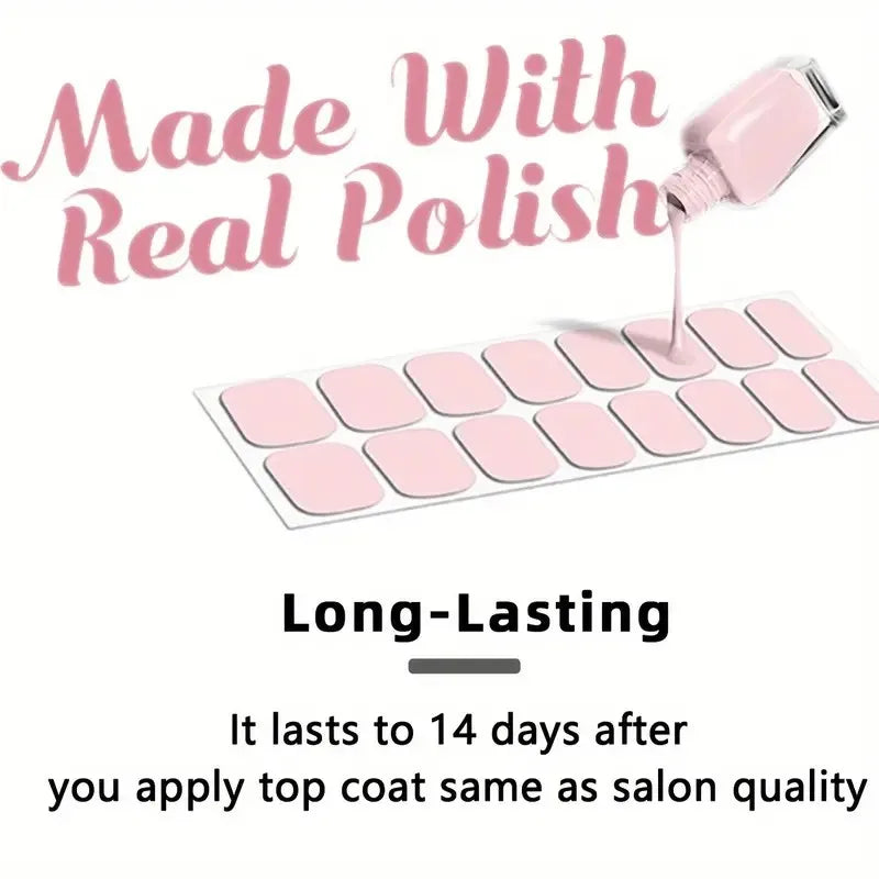 8 hojas de tiras de esmalte de uñas de envoltura completa, pegatinas de uñas de Gel autoadhesivas con purpurina de uñas rosa, para mujeres, suministros de uñas DIY para el hogar, Kit de manicura