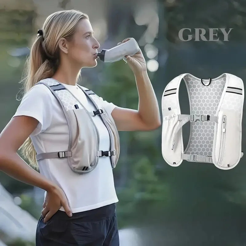 Chaleco para Correr, Mochila para Correr con Botella de Agua, Ligero, Transpirable, Bolsillos Extra Grandes, Paquetes de Hidratación para Mujeres y Hombres