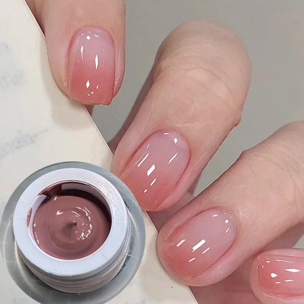 1 caja de esmalte de uñas en Gel rosa melocotón, textura mate, pegamento para tapar uñas con 1 cojín de aire, barniz de uñas LED UV para remojar
