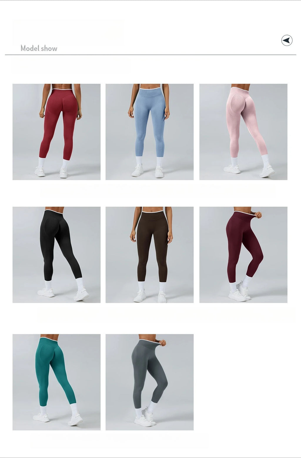 Nuevos leggings de yoga para mujer con bloques de color, mallas sin costuras de punto, cintura alta, efecto levantacola, para gimnasio y entrenamiento, con borde blanco, leggings deportivos.