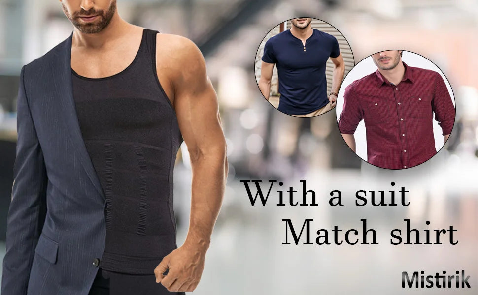 Camiseta de Compresión para Hombre, Chaleco Moldeador de Cuerpo sin Costuras, Camiseta Reductora, Faja Reductora de Cintura, Camiseta Interior Moldeadora, Camiseta para Pérdida de Peso