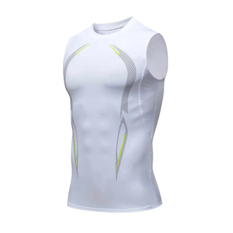 Camiseta de Compresión sin Mangas para Hombre, Ropa Deportiva de Secado Rápido con Estampado, Chaleco Deportivo Masculino para Fitness, Culturismo y Entrenamiento Muscular