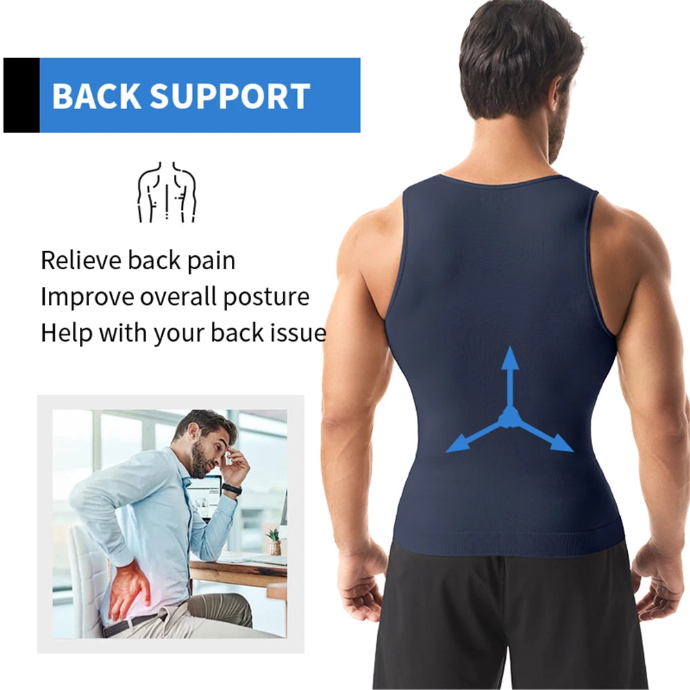 Camisa de compresión para hombre para moldeador de cuerpo, chaleco adelgazante, ropa interior ajustada para abdomen, camiseta sin mangas