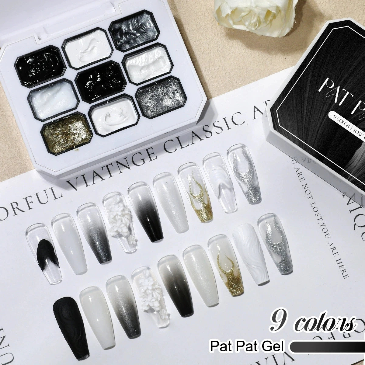1 unidad de Gel de Uñas Sólido Blanco y Negro, Gel para Patting, Gel de Yeso, Color Sólido Y2K, Brillo Intenso, Larga Duración, para Uso DIY en Casa y Salón