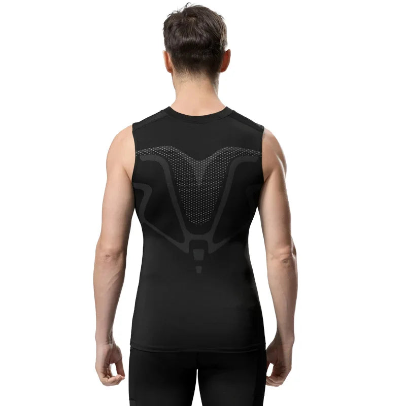 Camiseta de Compresión sin Mangas para Hombre, Ropa Deportiva de Secado Rápido con Estampado, Chaleco Deportivo Masculino para Fitness, Culturismo y Entrenamiento Muscular
