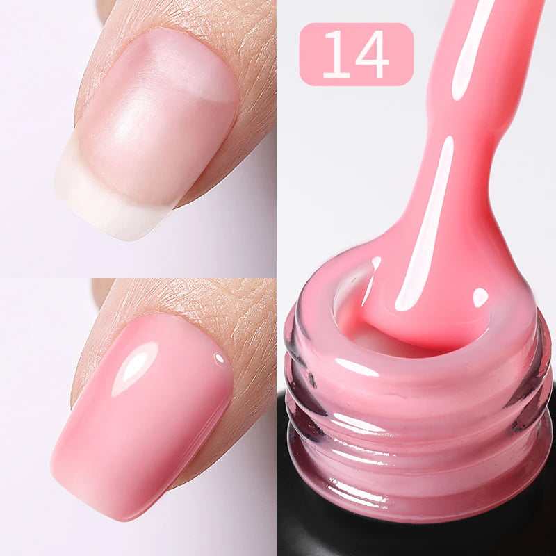BORN PRETTY-esmalte de uñas en Gel con Base de goma, color rosa lechoso, brillo, barniz semipermanente de 15ml, Gel LED UV autonivelante