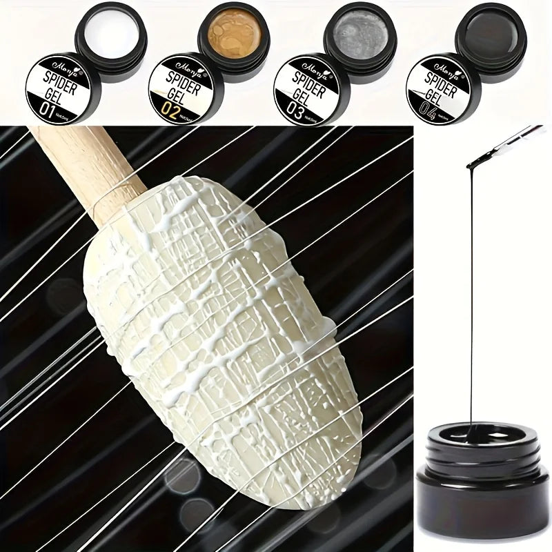 Esmalte de Gel Elástico para Decoración de Uñas, para Tallar y Pintar Diseños, 4 Colores