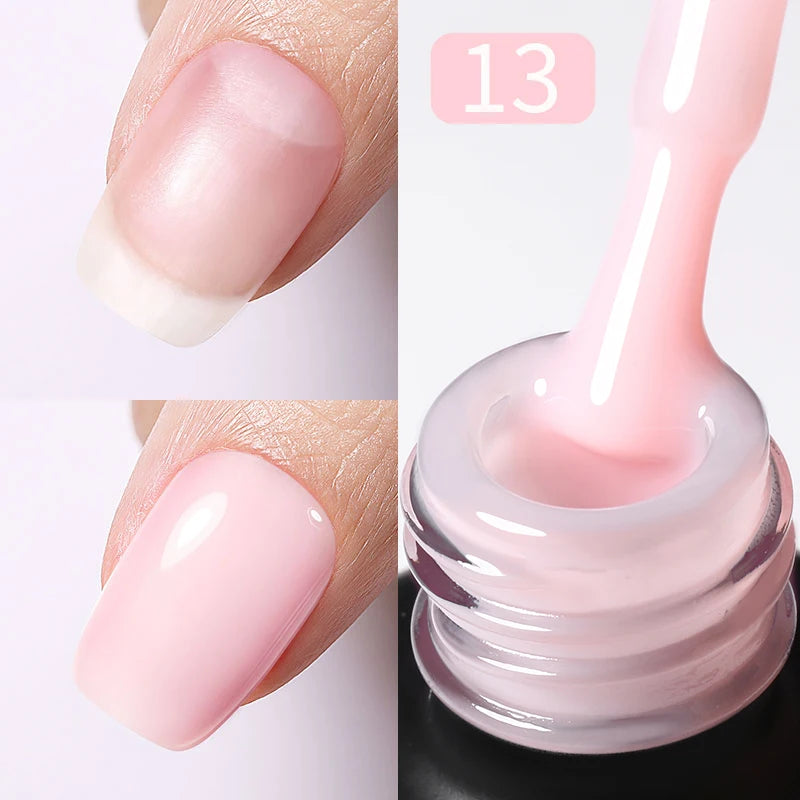 BORN PRETTY-esmalte de uñas en Gel con Base de goma, color rosa lechoso, brillo, barniz semipermanente de 15ml, Gel LED UV autonivelante