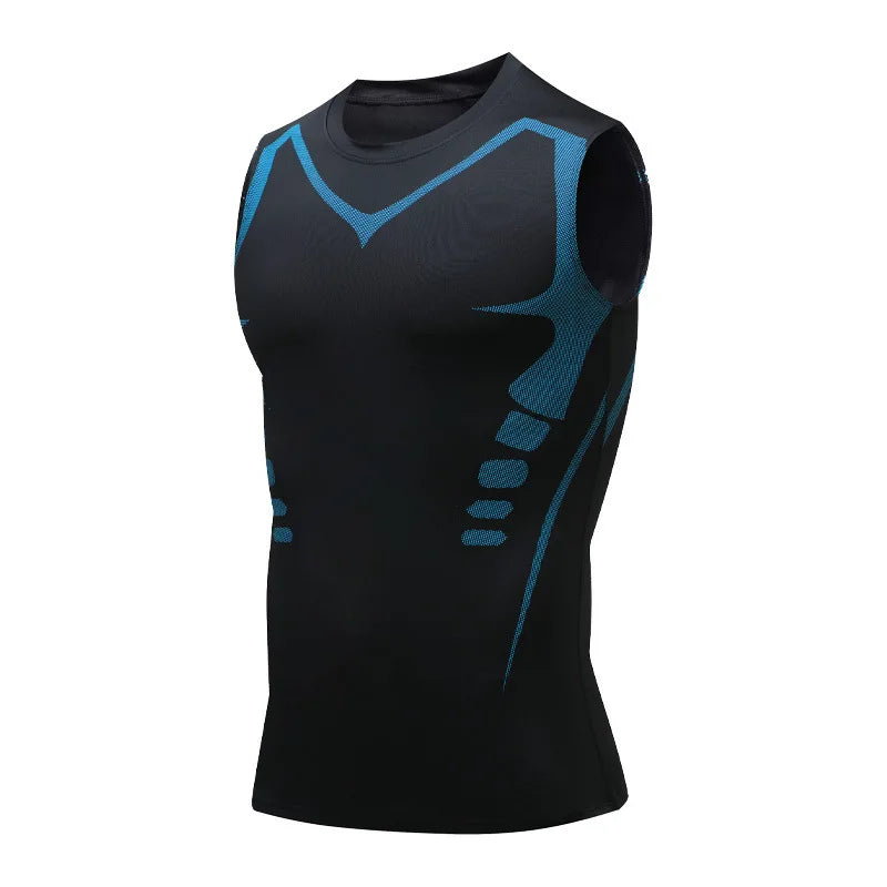 Camiseta de Compresión sin Mangas para Hombre, Ropa Deportiva de Secado Rápido con Estampado, Chaleco Deportivo Masculino para Fitness, Culturismo y Entrenamiento Muscular