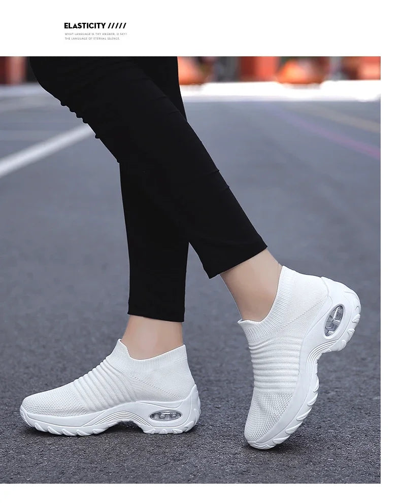 Zapatillas de deporte para mujer, moda de verano, zapatos deportivos informales negros, malla transpirable, ligero, cojín de aire, calzado antideslizante para correr