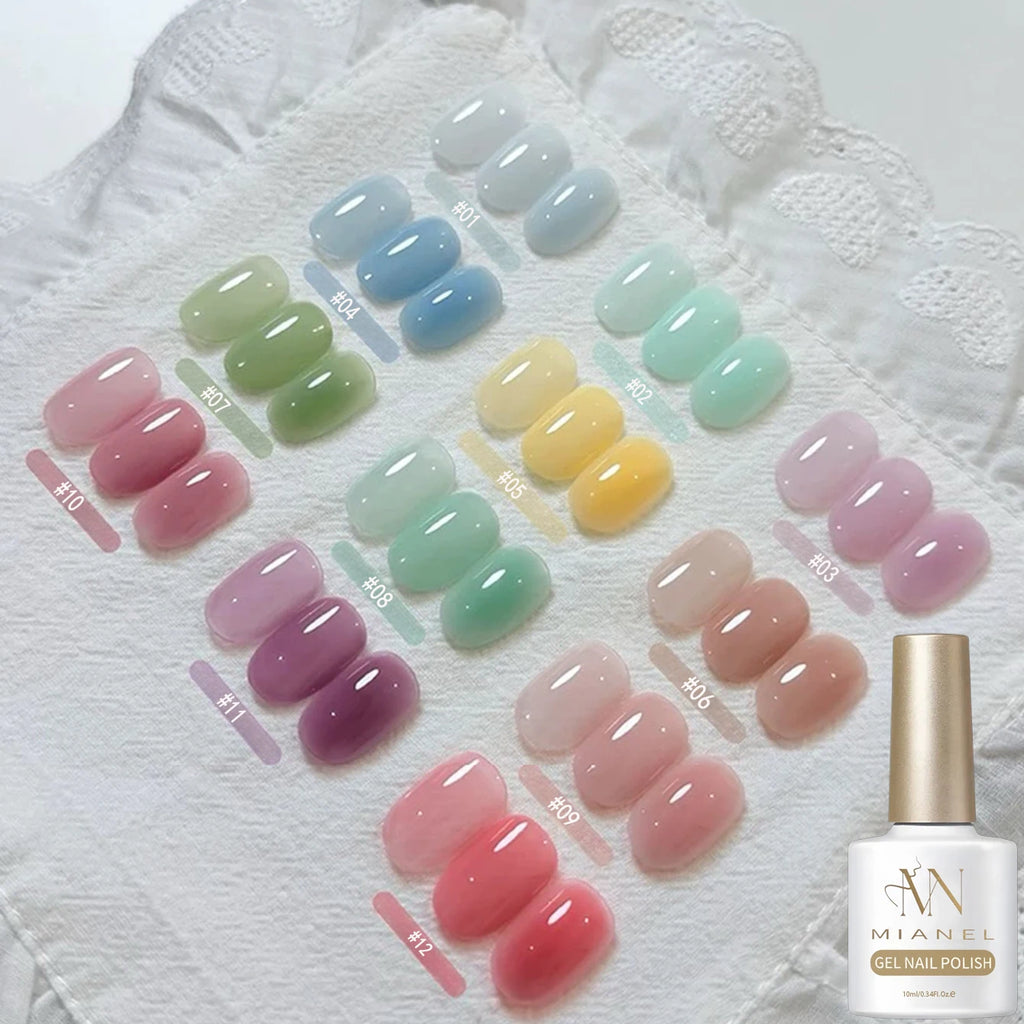 MAINEL 1-12 Uds. Esmalte de Uñas en Gel UV Brillante Nude de Moda, Cosméticos para Uñas, Puntas de Gel para Uñas, Barniz de Uñas