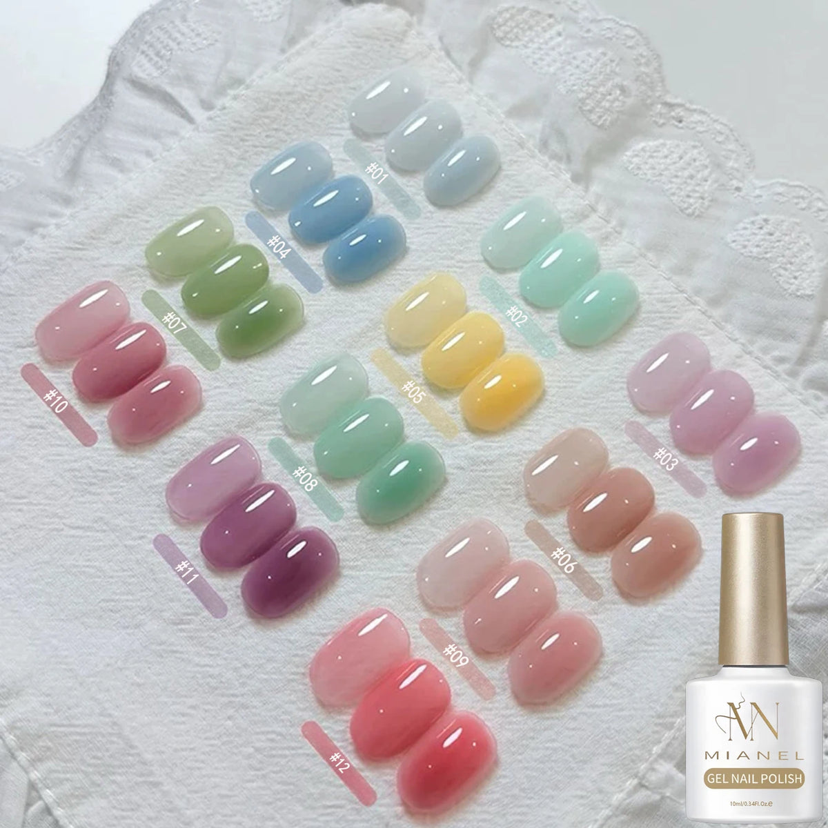 MAINEL 1-12 Uds. Esmalte de Uñas en Gel UV Brillante Nude de Moda, Cosméticos para Uñas, Puntas de Gel para Uñas, Barniz de Uñas