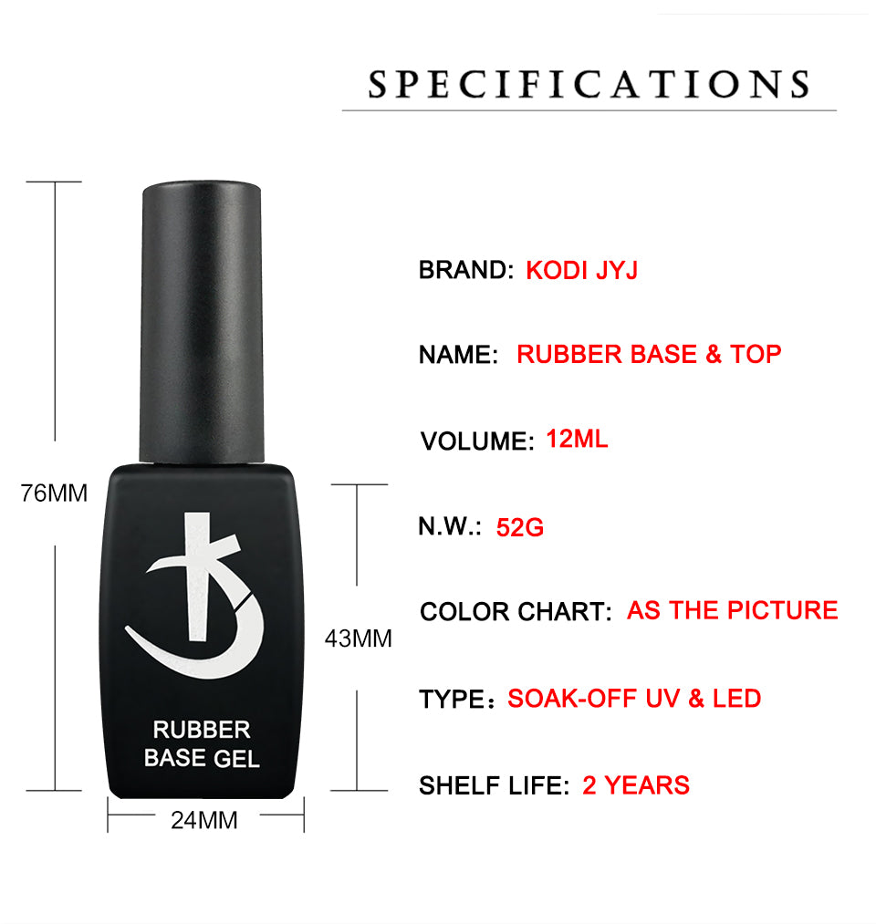 KODI JYJ Base y Top Coat para Esmalte en Gel, Primer sin Ácido, Barniz Híbrido Semipermanente, Top Coat Mate, Base de Goma Gruesa para Uñas