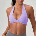 Sujetador deportivo de yoga para mujer, cuello halter con diseño de espalda elegante, sujetador de gimnasio sexy para correr, sujetadores deportivos de fitness