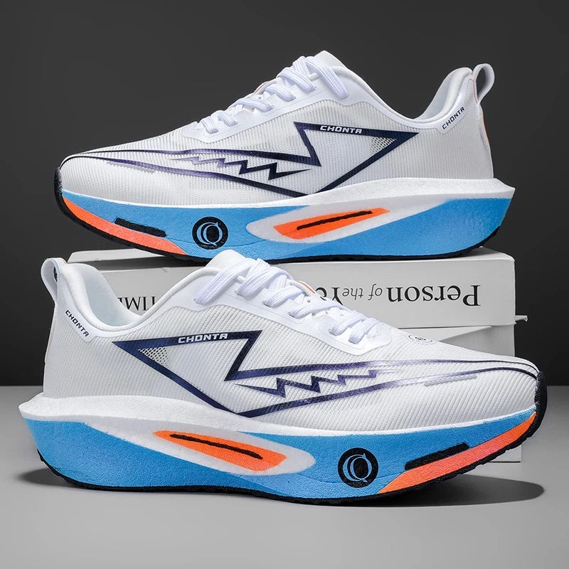 Zapatos deportivos informales y cómodos para hombre, a la moda, con parte superior de tela transpirable, antideslizantes, resistentes al desgaste, suela que absorbe los golpes, zapatos informales con cordones y punta r
