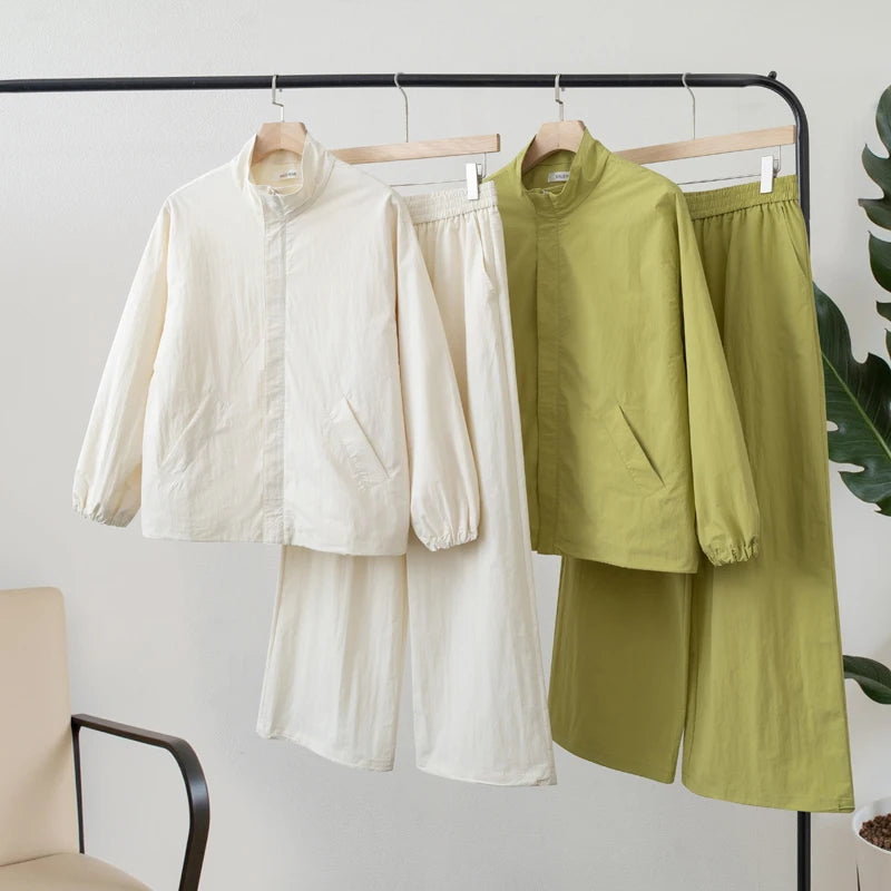 2025 Conjuntos de chaqueta y pantalones de estilo deportivo de otoño para mujer
