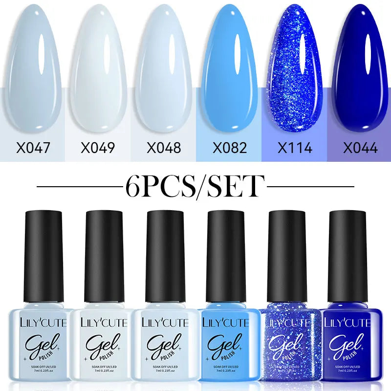 LILYCUTE-Juego de esmaltes en Gel para uñas, barniz semipermanente para manicura UV, serie café, 125 colores, 7ml, 6 unidades por Set