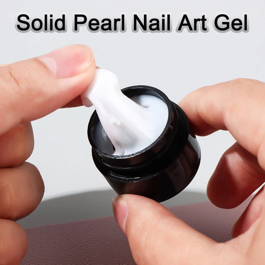 Gel de Escultura 3D Blanco Perla de 5ml para Uñas, Gel de Extensión Antiadherente, Gel para Modelar y Tallar Flores, Decoración de Uñas DIY