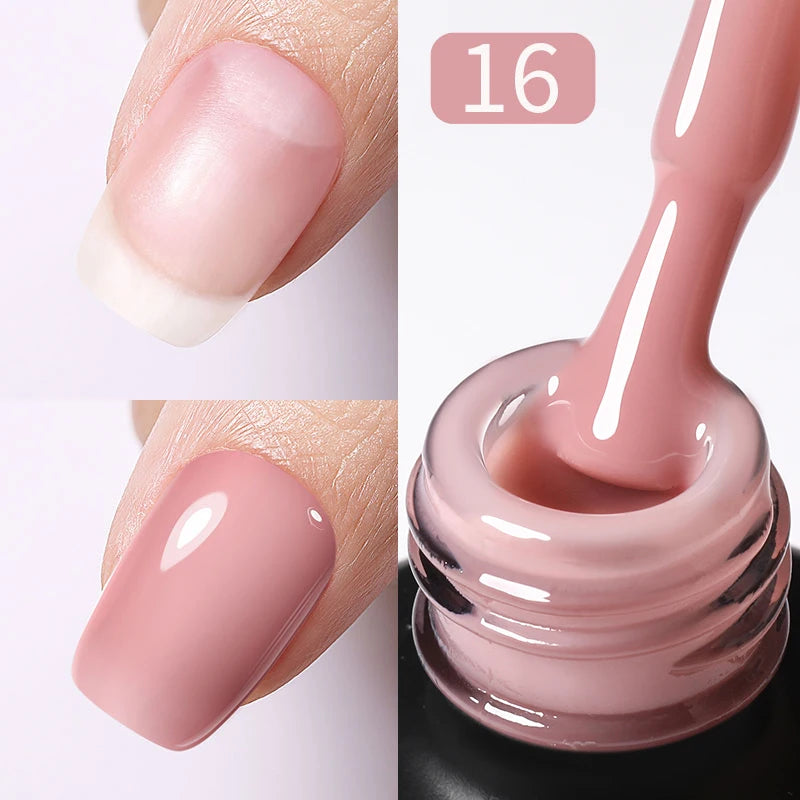 BORN PRETTY-esmalte de uñas en Gel con Base de goma, color rosa lechoso, brillo, barniz semipermanente de 15ml, Gel LED UV autonivelante