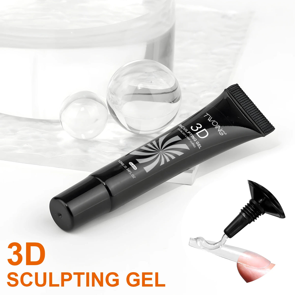 Gel para decoración de uñas 3D de 10 ml: diseños de bricolaje, gel para esculpir resistente al agua, gel para diseño de uñas resistente al agua para tallas y formas intrincadas