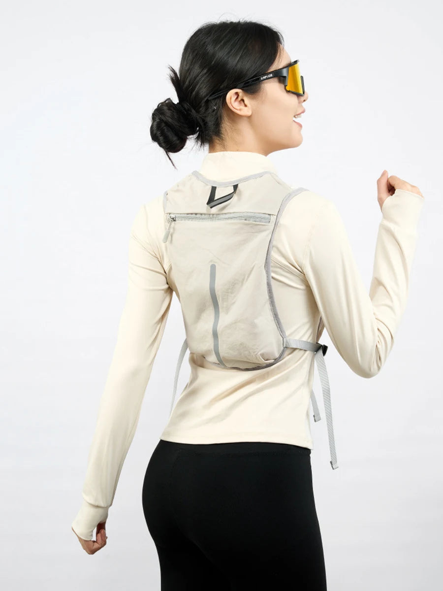 Chaleco de almacenamiento para correr en bicicleta, chaleco ligero para correr, paquete de pecho de agua de hidratación reflectante con bolsillo de almacenamiento para teléfono