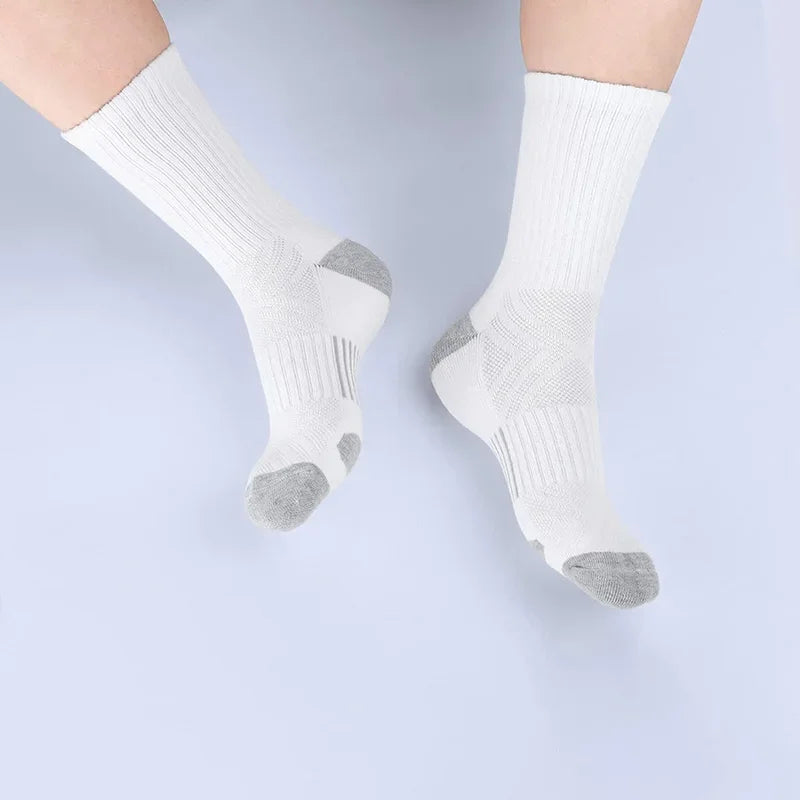 5 pares de calcetines deportivos para hombre, calcetines deportivos para correr hasta la pantorrilla, calcetines transpirables acolchados para exteriores para hombres y mujeres