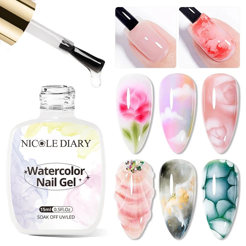 Esmalte de uñas en gel NICOLE DAIRY 15ml, efecto olas de mar, color blanco, para manicura de verano, barniz de uñas UV LED, gel removible para decoración de uñas.