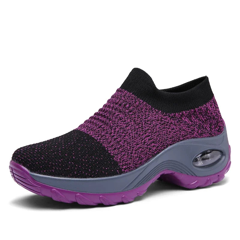Zapatillas de deporte para mujer, moda de verano, zapatos deportivos informales negros, malla transpirable, ligero, cojín de aire, calzado antideslizante para correr