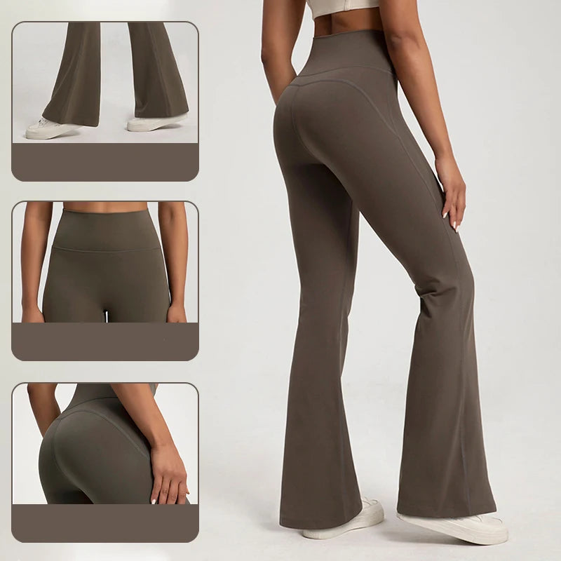Mallas de Yoga de gama alta, pantalones de Yoga ajustados, pantalones de pierna ancha de cintura alta, pantalones transpirables para gimnasio, mallas deportivas informales con campana para mujer