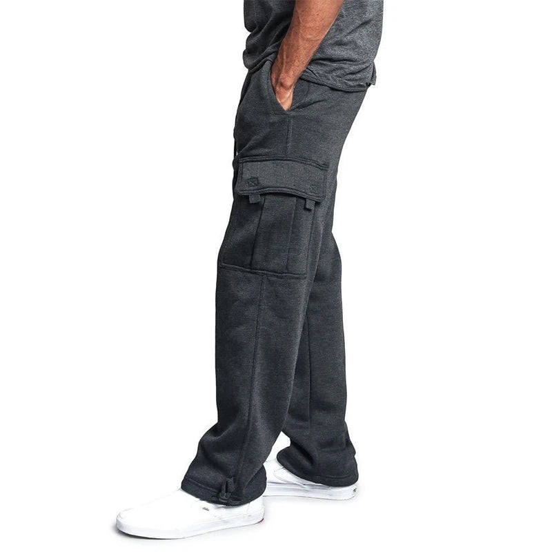 Pantalones de chándal de Ajuste Recto para hombre, ropa de calle para deportes y Joggers, pantalones largos holgados de gran tamaño con cordón, pantalones con múltiples bolsillos