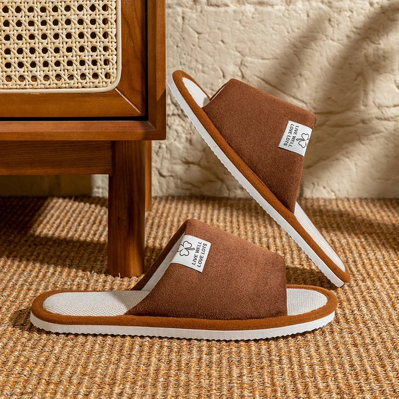 Zapatillas para hombre, zapatillas de casa de interior de suela blanda antideslizantes para primavera y verano, zapatillas cómodas de lino para todas las estaciones