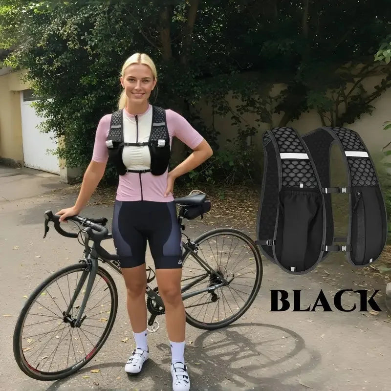 Chaleco para Correr, Mochila para Correr con Botella de Agua, Ligero, Transpirable, Bolsillos Extra Grandes, Paquetes de Hidratación para Mujeres y Hombres