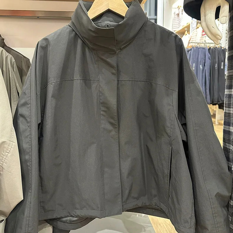 Chaqueta Cortavientos de Primavera y Otoño para Mujer, Chaqueta con Capucha de Alta Calidad, Chaqueta con Cuello Alto, Abrigo Urbano para Mujer