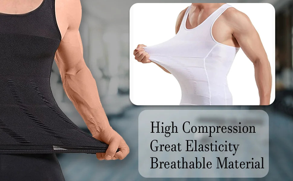 Camiseta de Compresión para Hombre, Chaleco Moldeador de Cuerpo sin Costuras, Camiseta Reductora, Faja Reductora de Cintura, Camiseta Interior Moldeadora, Camiseta para Pérdida de Peso