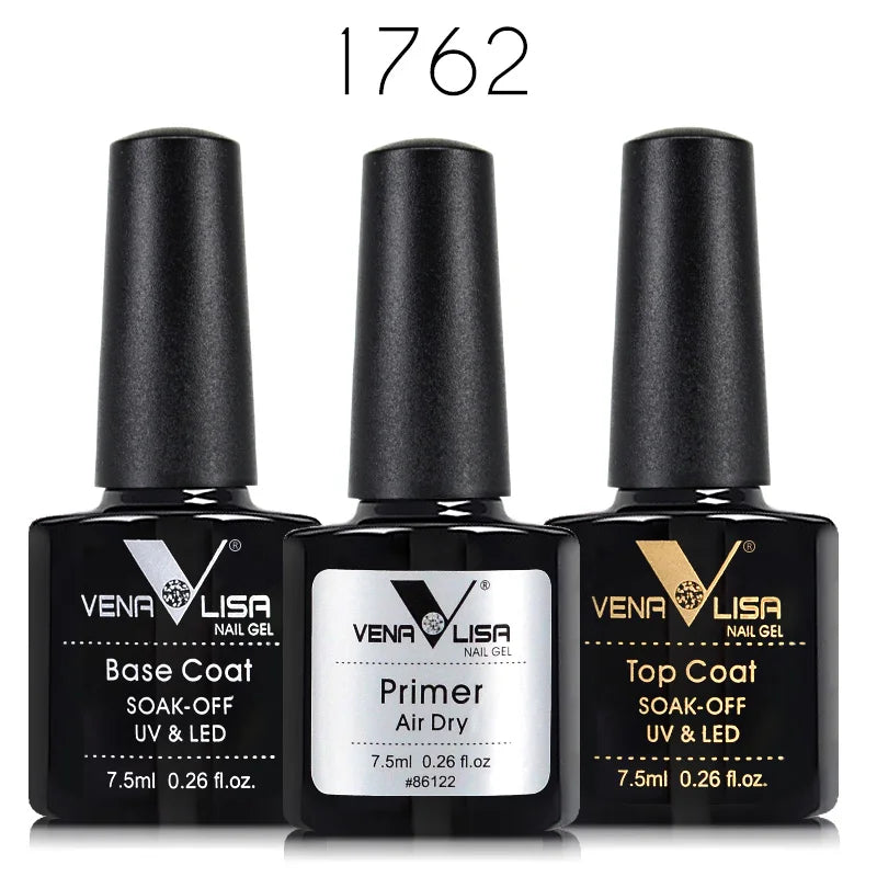 Venalisa-Kit de esmalte de uñas en Gel, capa Base de imprimación sin ácido, LED UV de larga duración, sin toallita, capa superior templada, 7,5 ml