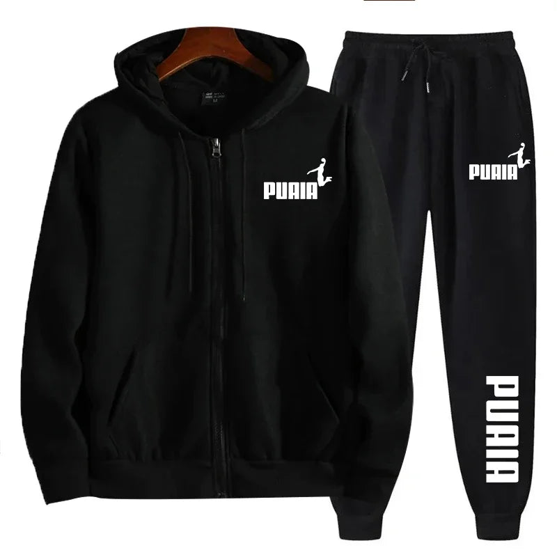 2025 nueva tendencia de ropa deportiva para hombres, sudadera con capucha estampada, pantalones, conjunto de 2 piezas, chaqueta informal con cremallera, conjunto de ropa diaria para Otoño e Invierno
